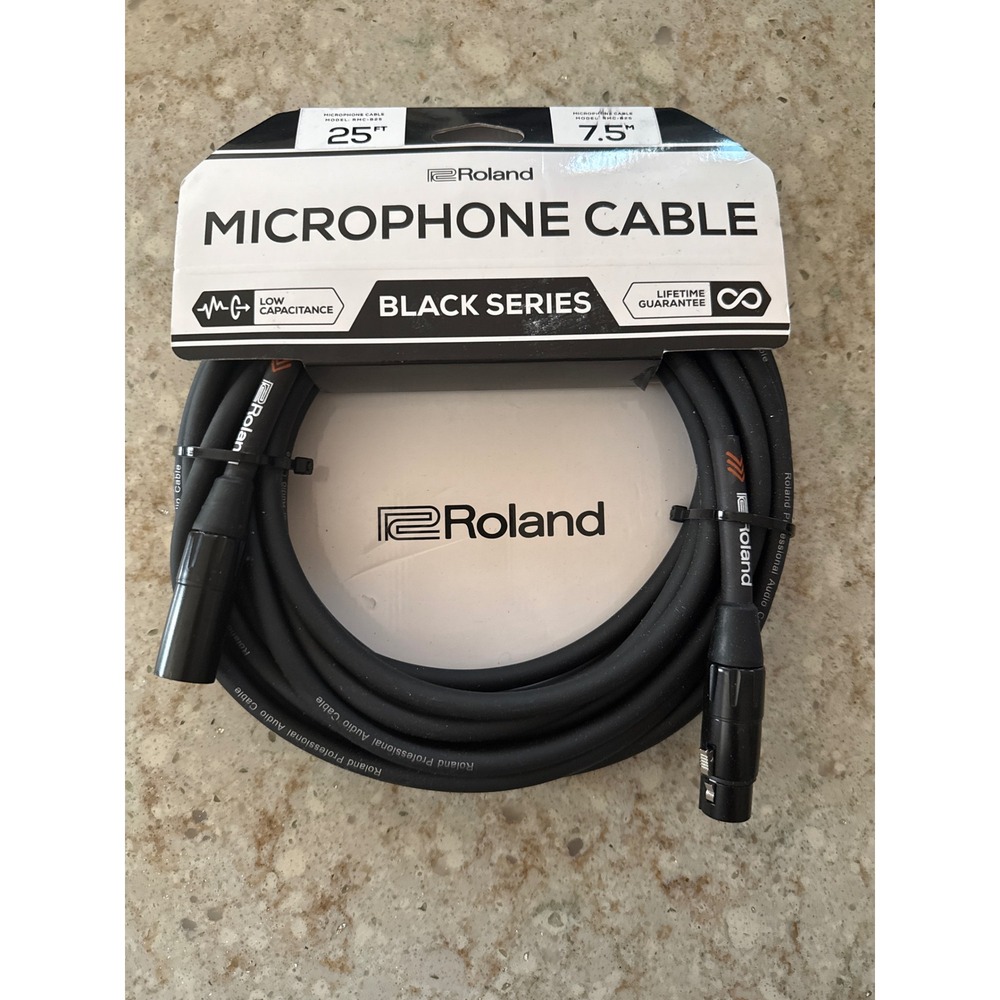 Roland RMC-B25 Black Series Microphone‎ Cable 25ft XLR Male to XLR Female NEW